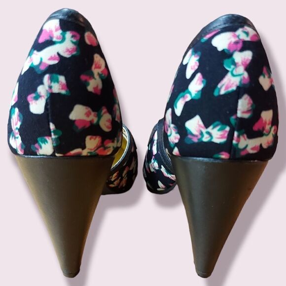 Seychelles Rockabilly Retro Pinup Black Bow Heels Size 7.5 - Picture 5 of 10